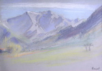 Alpes proven&ccedil;ales, pastel sur papier Ingres 28 cm x 40 cm