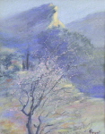 Les Gr&egrave;s de Saint-Anne au printemps, pastel sur papier Ingres 27 cm x 21 cm