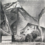 Le Coudon-Dessin au fusain  63 cm x 63  cm