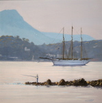 Le Coudon un soir d'&eacute;t&eacute; - Gouache 31 cm x 31 cm