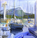 Le Coudon vu des Oursini&egrave;res - Huile sur toile 50 cm x 50 cm