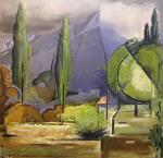 Le Coudon vu du plan de la Garde - Huile sur toile 80 cm x 80 cm