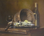 Les huitres, huile sur toile 38 cm x 46 cm