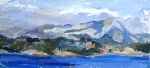 Le Coudon en mer, huile sur carton toil&eacute; 20 cm x 38 cm