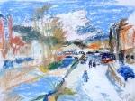 Le Coudon en ville, pastel  27 cm x 35 cm