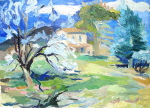 Campagne &agrave; Cuers, huile sur  toil&eacute; 73 cm x 100 cm