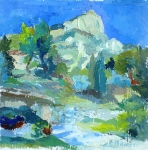 Le Coudon, huile sur carton toil&eacute; 38 cm x 39 cm