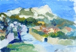 Le Coudon all&eacute;e de la Palmeraie, huile sur carton toil&eacute; 29 cm x 35 cm