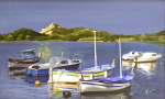 Les barques, huile sur toile 33 cm x 55 cm